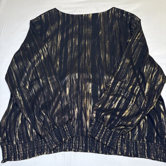 Drapers & Damons Black Gold Elastic Hem Womens Size 1X Blouse Party Holiday EUC - Picture 12 of 13